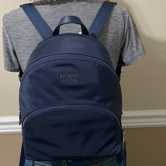 NWT Kate Spade NY "Karissa Nylon Nightcap" Medium Backpack - Navy Blue - Picture 1 of 13
